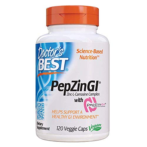 Book Cover Doctor's Best PepZin GI, Zinc-L-Carnosine Complex, Non-GMO, Vegan, Gluten Free, Soy Free, Digestive Support, 120 Veggie Caps