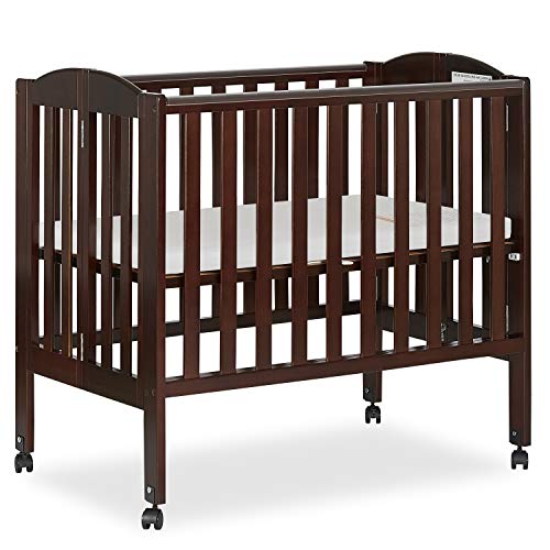 Book Cover Dream On Me 2 in 1 Portable Folding Stationary Side Crib in Espresso, Greenguard Gold Certified 40x26x38 Inch (Pack of 1)