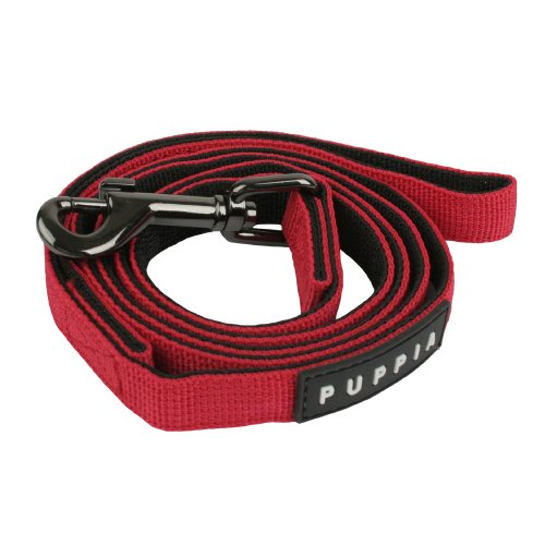 Puppia Two Tone Dog Lead Strong Durable Comfortable Grip Walking Training Leash for Small & Medium Dog, Red, Large