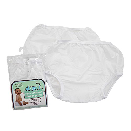 Book Cover Dappi Waterproof 100% Nylon Diaper Pants, 2 Pack, White, Medium