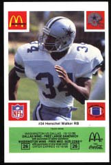 Herschel Walker Dallas Cowboys McDonald's 1986 Football Special Card (Green Tab)