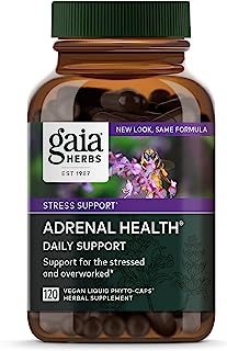Gaia Herbs Adrenal Health Daily Support, Stress Relief and Adrenal Fatigue Supplement, Holy Basil, Ashwagandha, Rhodiola Adrenal Complex, Vegan Liquid Capsules, 120 Count