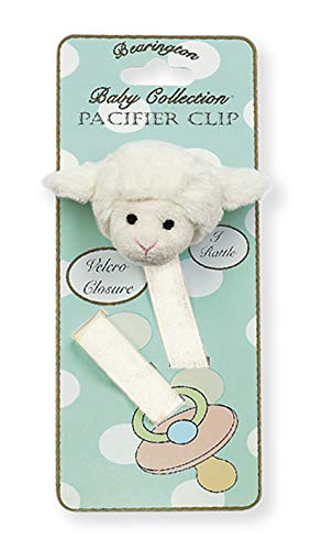 Book Cover Bearington Baby Lamby Plush Lamb Pacifier Holder with Satin Leash and Clip