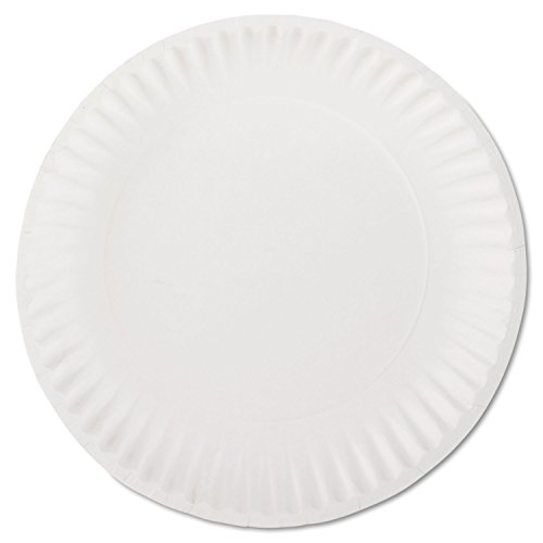 AJM Packaging Corporation White Paper Plates, 9" Diameter, 100/Bag