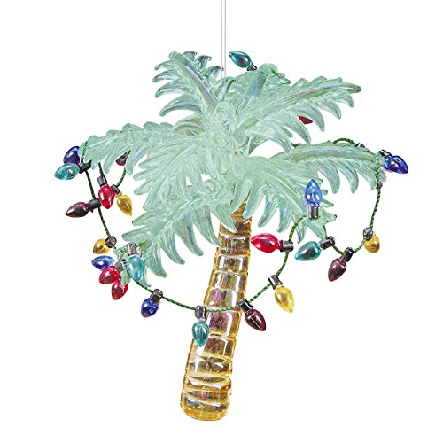 C&F Home Christmas Lights Palm Tree Glass Ornament Xmas Festive Winter Holidays Coastal Nautical Beach House Faux Artificial Real Pine Home Living Room Sitting Room Timeless Premium Luxury Decor