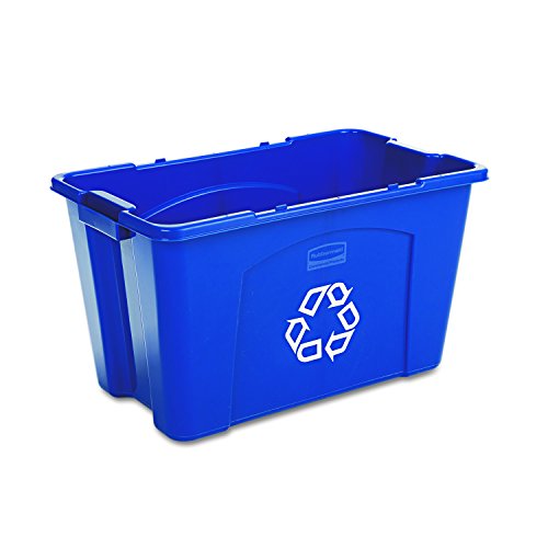 Book Cover Rubbermaid Commercial Stackable Recycling Bin, 18 Gallon, Blue (FG571873BLUE)
