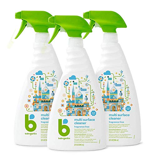 Book Cover Babyganics Multi Surface Cleaner, Fragrance Free, 32oz Spray Bottle (Pack of 3)