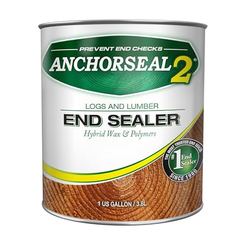 ANCHORSEAL 2 Hybrid Log & Lumber end Grain Sealer - Water-Based Wax & Polymer Prevents up to 90% of end Checking (Drying Splits) on Cut Ends. Green Wood Sealer for Turning Blanks & Bowls. (1 Gallon)