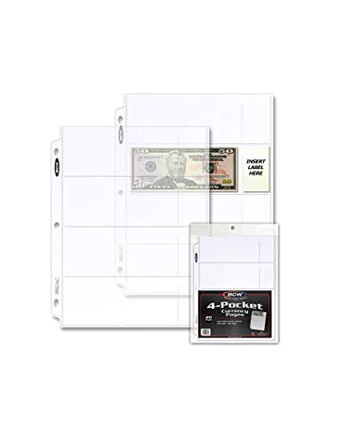 Book Cover BCW Pro 4-Pocket Currency Pages | Pocket Size 2-3/4