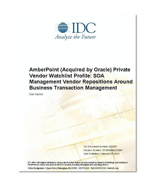 AmberPoint (Acquired by Oracle) Private Vendor Watchlist Profile: SOA Management Vendor Repositions Around Business Transaction Management