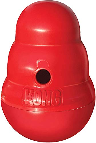 KONG Wobbler - Interactive Dog Toy - Slow Feeder Toy for Dog Mental Stimulation - Dog Enrichment Toy - Treat Puzzle for Dog Entertainment - Food Dispense Dog Toy - Dog Feeder Toy - Large Dogs