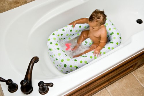 Book Cover Mommy's Helper Inflatable Bath Tub Froggie Collection, White/Green, 6-24 Months
