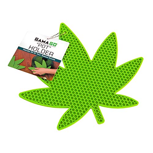 GAMAGO Pot Holder - Pot Leaf Shaped Pot Holder, Trivet, Coaster and Jar Opener - Funny Yet Practical Kitchen Accessory to Gift to Your Best Buds - Made of Heat Resistant Silicone
