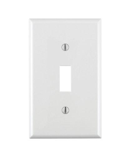 Leviton 80701-W 1-Gang Toggle Device Switch Wallplate, Standard Size, Thermoplastic Nylon, Device Mount, 20 Pack, White