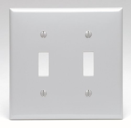 Leviton 80709-GY 2-Gang Toggle Device Switch Wallplate, Standard Size, Thermoplastic Nylon, Device Mount, Gray
