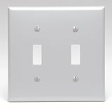 Leviton 2-Gang Toggle Device Switch Wallplate, Standard Size, Thermoplastic Nylon, 80709-GY, Grey