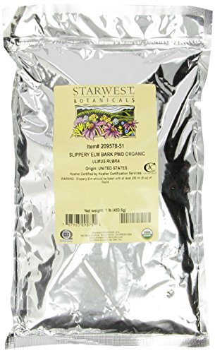 Book Cover Starwest Botanicals Organic Slippery Elm Bark Powder, 1 lb Bag, Packaging may vary