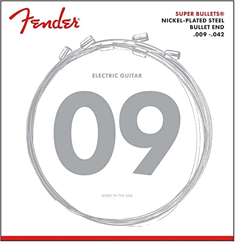 Fender Super 3250 Bullet Electric Guitar Strings, Nickel Plated Steel, Bullet End, 3250L .009-.042