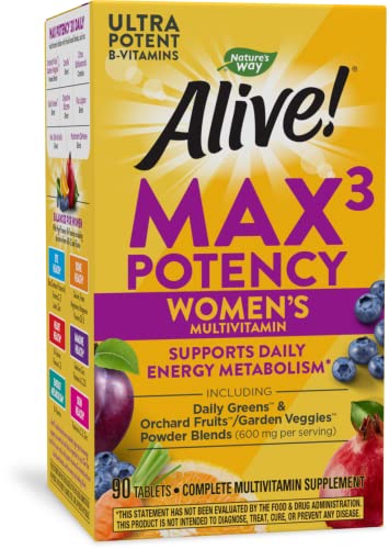 Nature's Way Alive! Max3 Potency Women's Multivitamin, Supports Daily Energy Metabolism*, 90 Tablets