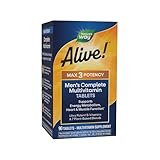 Nature’s Way Alive! Men’s Max3 Potency Multivitamins, Supports Energy Metabolism*, Heart & Muscle Function*, with Methylated B12 and Folate, Gluten-Free, 90 Tablets