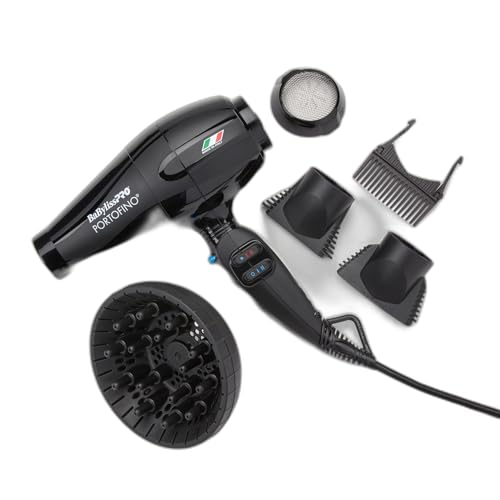 BaBylissPRO Hair Dryer, Nano Titanium Portofino 2000-Watt Blow Dryer, Hair Styling & Appliances, Black, BPOR1