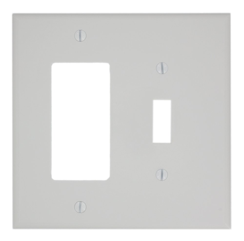 Book Cover Leviton PJ126-W 2-Gang 1-Toggle 1-Decora/GFCI Combination Wallplate, Midway Size, White