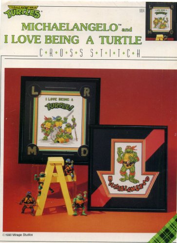 Teenage Mutant Ninja Turtles Michaelangelo and I Love Being A Turtle Cross Stitch Pattern (9004)