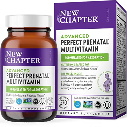 New Chapter Advanced Perfect Prenatal Vitamins - 270ct, Organic, Non-GMO Ingredients for Healthy Baby & Mom - Folate (Methylfolate), Iron, Vitamin D3, Fermented with Whole Foods and Probiotics