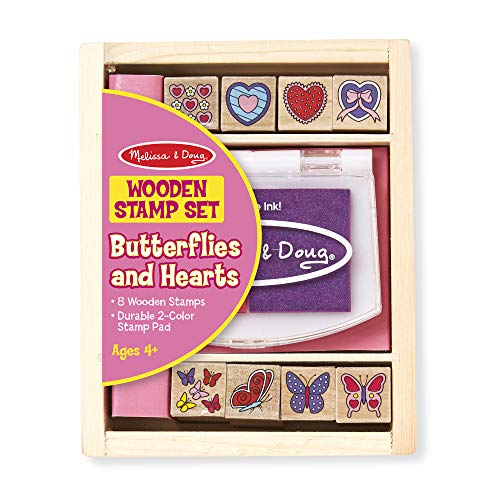 Book Cover Melissa & Doug Butterfly and Heart Wooden Stamp Set: 8 Stamps and 2-Color Stamp Pad