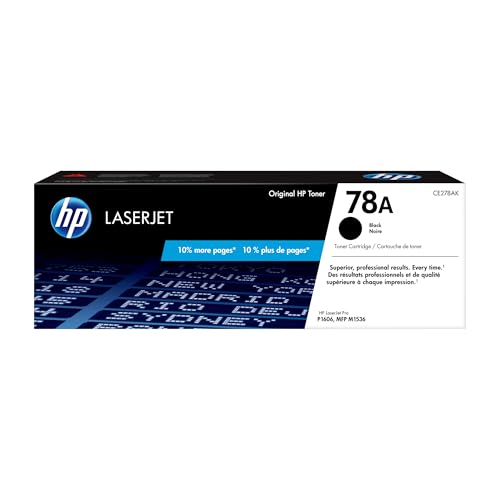 HP 78A Black Toner Cartridge | Works Laserjet Pro P1566, P1606 Series, Laserjet Pro MFP M1536 Series | CE278A