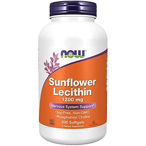 Book Cover NOW Foods Supplements, Sunflower Lecithin 1200 mg with Phosphatidyl Choline, 200 Softgels