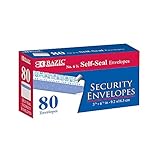 BAZIC Security Self Seal Envelope 3 5/8" x 6 1/2" #6, No Window Tint Pattern Mailing Envelopes, Peel & Seal (80/Pack), 1-Pack