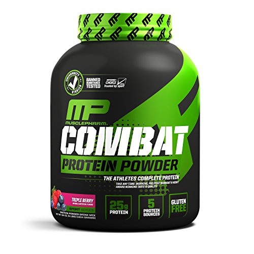 Muscle Pharm Combat Protein Powder, 5 Protein Blend, Triple Berry, 4 Pounds, 54 Servings