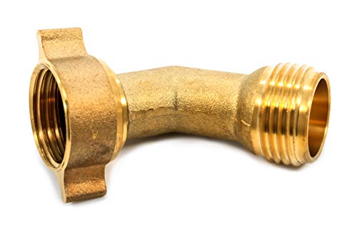 Camco 45 Degree Hose Elbow- Eliminates Stress and Strain On RV Water Intake Hose Fittings, Solid Brass (22605)