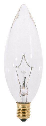 Satco S3283 120V Candelabra Base 40-Watt B9.5 Light Bulb, Clear