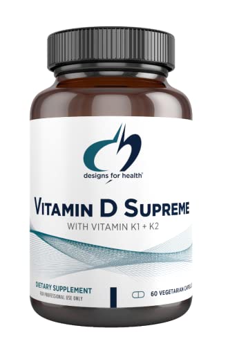 designs for health Vitamin D Supreme - Vitamin D3 5000 IU with 2000mcg Vitamin K for Cardiovascular + Immune Health - K2 Vitamin + VIT D3 Enhanced with GG Supplement (60 Capsules)