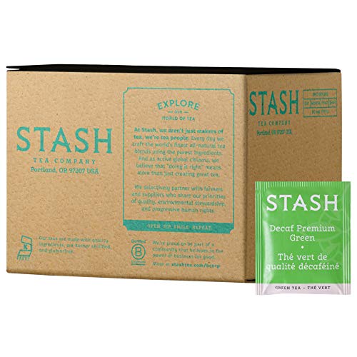 Stash Tea Decaf Premium Green Tea, 100 Count Box of Tea Bags in Foil (packaging may vary)