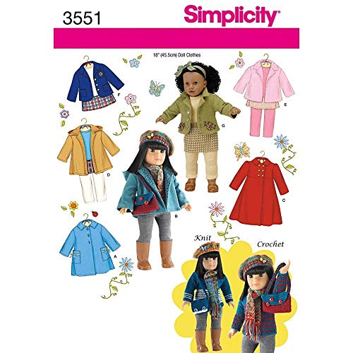 Simplicity Sewing Pattern 3551 Doll Clothes, One Size