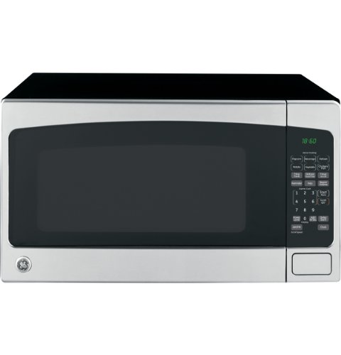 GE JES2051SNSS Countertop Microwave Oven, 1,200-watt Capacity, 2.0 Cubic Ft., 8 Auto Setting Cooking Settings, Kitchen Essentials for the Countertop, Dorm Room or Apartment, Stainless Steel