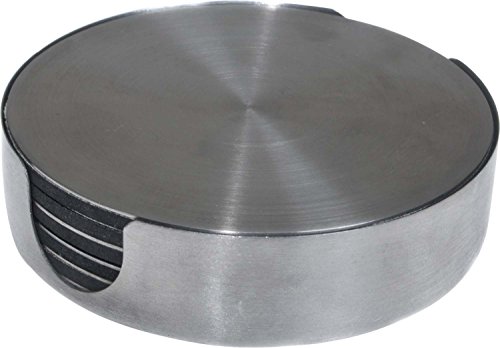 Thirstystone Brand Modern Stainless Steel Round Coasters for for hot or cold drinks