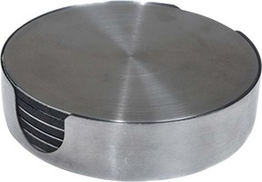 Thirstystone Brand Modern Stainless Steel Round Coasters for for hot or cold drinks