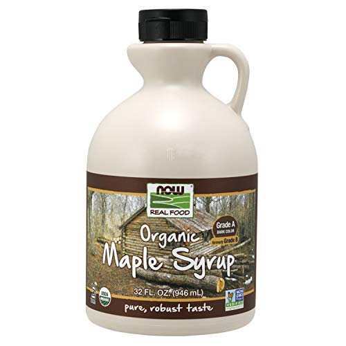 NOW Foods, Certified Organic Maple Syrup, Grade A Dark Color, Certified Non-GMO, Pure, Robust Taste, 32-Ounce