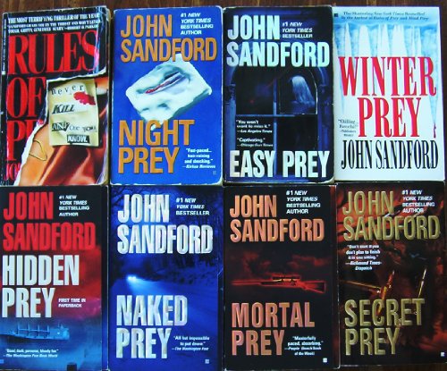 Set 8 John Sandford Prey Mortal, Secret, Naked, Hidden, Easy, Night, Winter, Rules of Prey