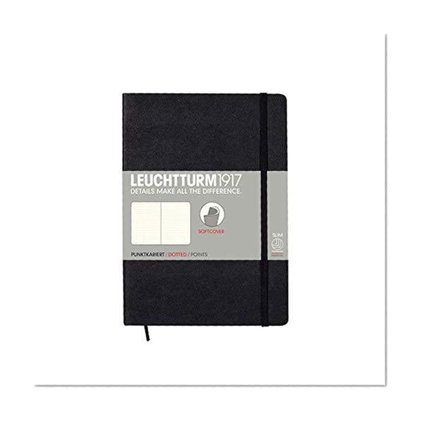 Leuchtturm1917 324804 Carnet Medium (A5) en couverture souple, 121 pages numérotées, noir, pointillés