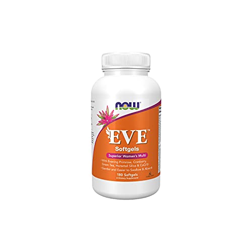 Book Cover Now Foods Supplements, Eveâ„¢ Women's Multivitamin with Evening Primrose, Cranberry, Green Tea, Horsetail Silica & CoQ10, 180 Softgels, Black