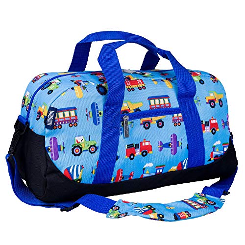 Wildkin Kids Overnighter Duffel Bags for Boys & Girls, Perfect for Sleepovers and Travel Duffel Bag for Kids, Carry-On Size & Ideal for School Practice or Overnight Travel Bag(Trains, Planes & Trucks)