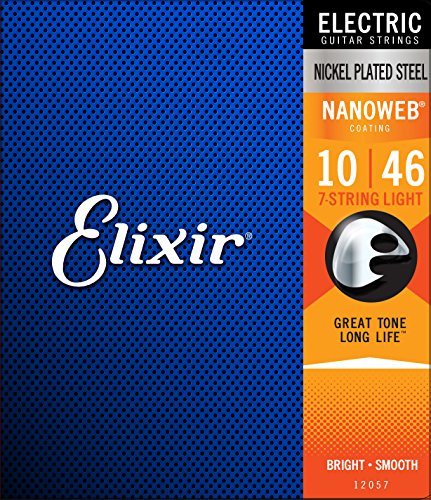 Elixir Strings 7-String Electric Guitar Strings w NANOWEB Coating, Light (.010-.056)