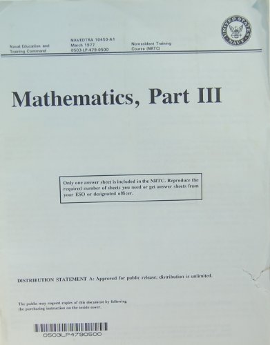 Mathematics, Volume Part III, NAVEDTRA 10450-A1