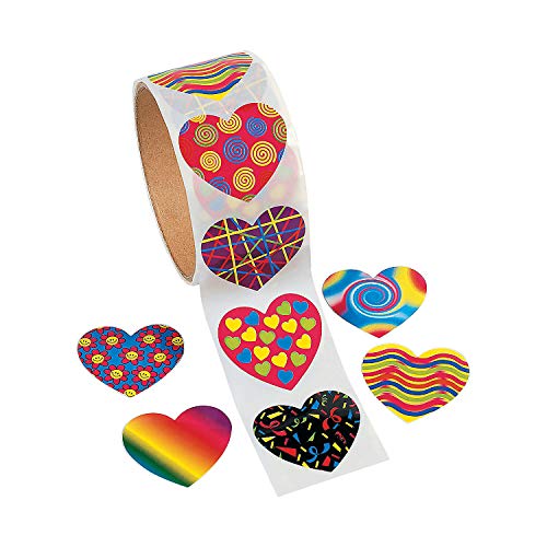 Book Cover Fun Express Funky Heart Roll Stickers (100 Piece)