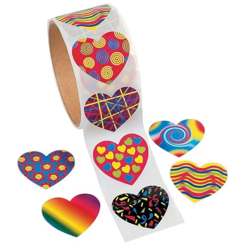Fun Express Funky Heart Roll Stickers (100 Piece)